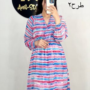 پیراهن حریر چپ و راستی طرح دار