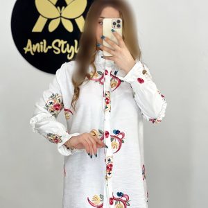 شومیز سوزن دوزی جلو دکمه