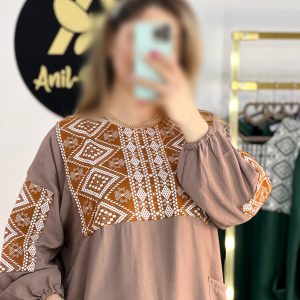 پیراهن مانتویی با خرجکار سنتی
