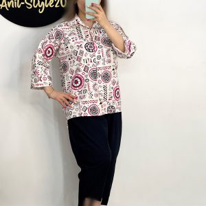 تونیک لینن  جلو دکمه طرح دار