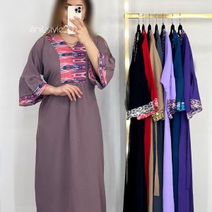 پیراهن مانتویی با خرجکار کوک دوزی
