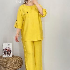 ست تونیک و شلوار یقه گرد