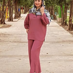 ست تونیک و شلوار یقه وی