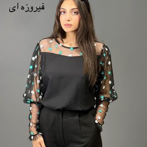 شومیز آستین تور گلدار