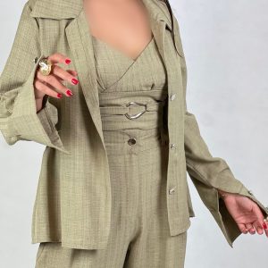 ست سه تکه (شومیز،کراپ و شلوار)